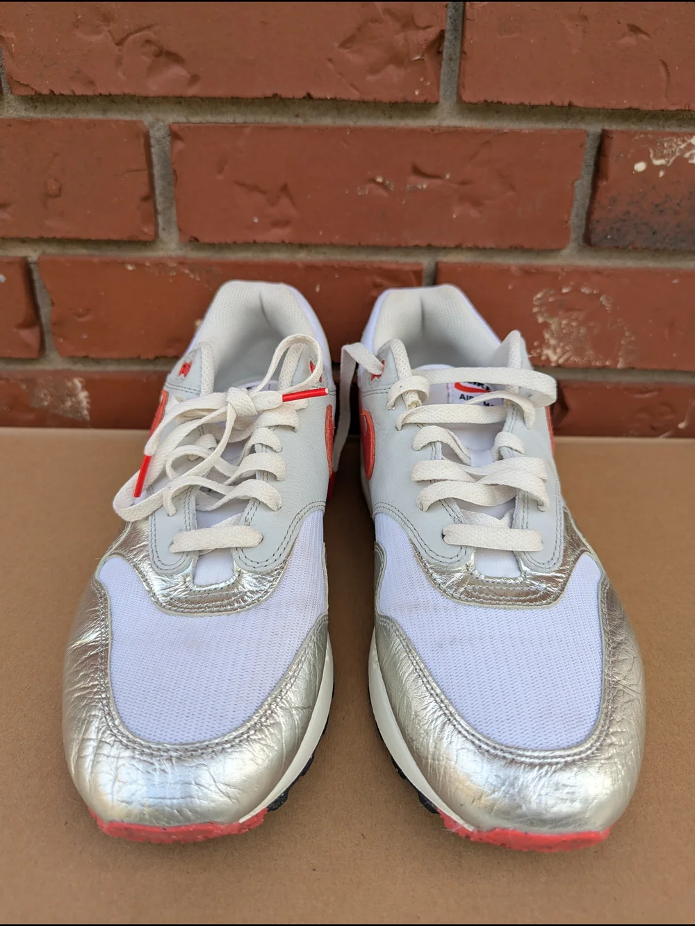Nike Air Max 1 Premium SE Hot Sauce Metallic Silver Chile Red Men's Size 11